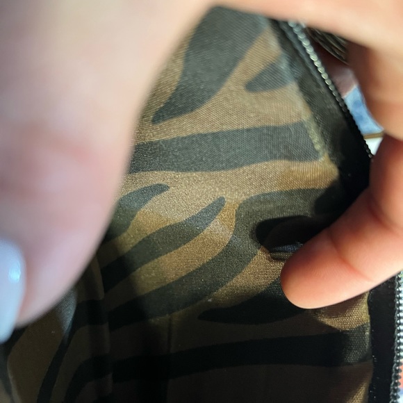 NWT Patton, leather and velvet zebra zip bag - Picture 5 of 6
